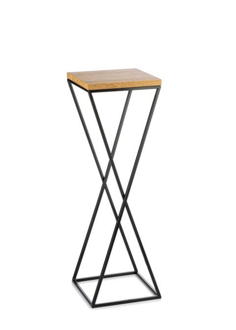 Kwietnik stojący 70 cm z blatem Dąb LOFT Wykonany z metalu oraz płyty MDF w kolorze Lancelot i czarnym stojakiem, solidny i styl
