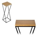 Kwietnik stojący 70 cm z blatem Dąb LOFT Wykonany z metalu oraz płyty MDF w kolorze Lancelot i czarnym stojakiem, solidny i styl