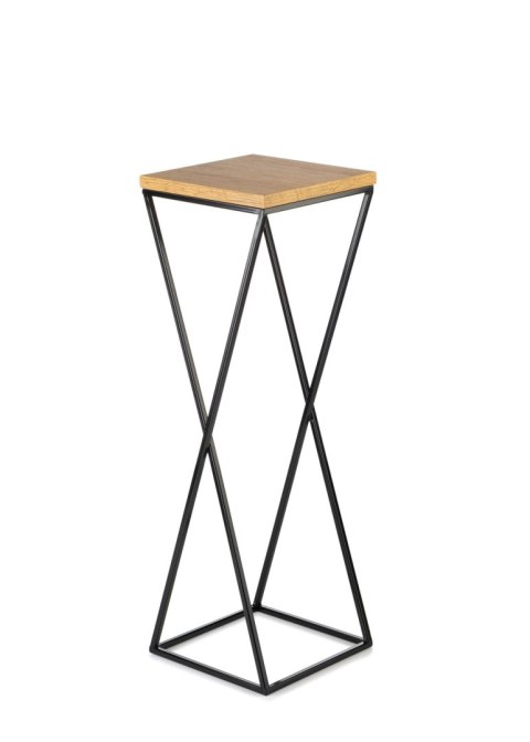 Kwietnik stojący 70 cm z blatem Dąb LOFT Wykonany z metalu oraz płyty MDF w kolorze Lancelot i czarnym stojakiem, solidny i styl