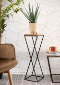 Kwietnik stojący 70 cm z blatem Dąb LOFT Wykonany z metalu oraz płyty MDF w kolorze Lancelot i czarnym stojakiem, solidny i styl