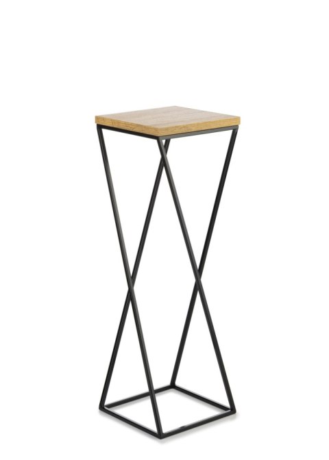 Kwietnik stojący 70 cm z blatem LOFTWykonany z metalu oraz płyty MDF w kolorze Dąb Lancelot, solidny i stylowy kwietnik w kolorz