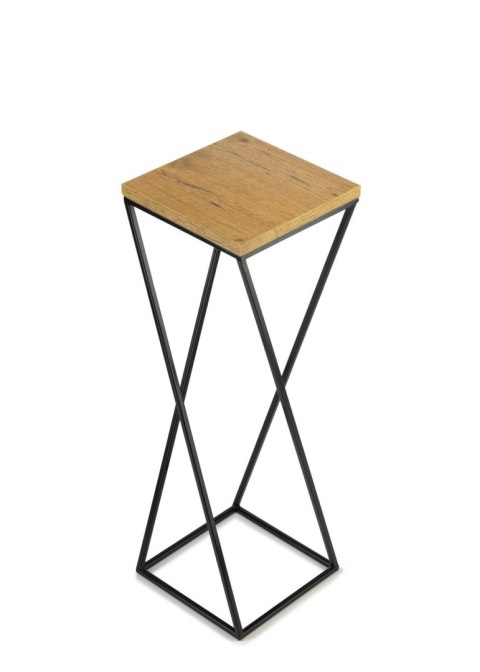 Kwietnik stojący 70 cm z blatem LOFTWykonany z metalu oraz płyty MDF w kolorze Dąb Lancelot, solidny i stylowy kwietnik w kolorz