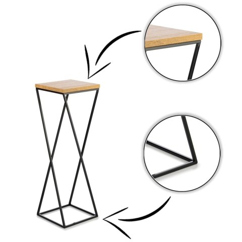Kwietnik stojący 70 cm z blatem LOFTWykonany z metalu oraz płyty MDF w kolorze Dąb Lancelot, solidny i stylowy kwietnik w kolorz