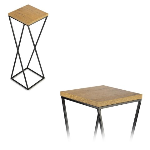 Kwietnik stojący 70 cm z blatem LOFTWykonany z metalu oraz płyty MDF w kolorze Dąb Lancelot, solidny i stylowy kwietnik w kolorz