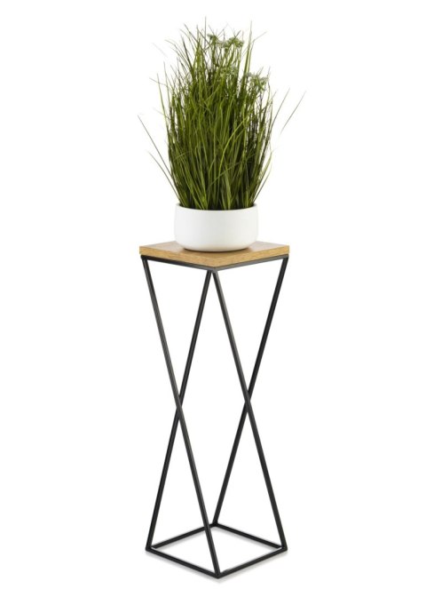 Kwietnik stojący 70 cm z blatem LOFTWykonany z metalu oraz płyty MDF w kolorze Dąb Lancelot, solidny i stylowy kwietnik w kolorz