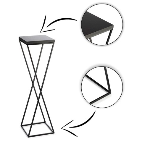 Kwietnik stojący 70 cm z blatem MDF LOFT Wykonany z metalu oraz płyty MDF solidny i stylowy kwietnik w stylu industrialnym oraz 