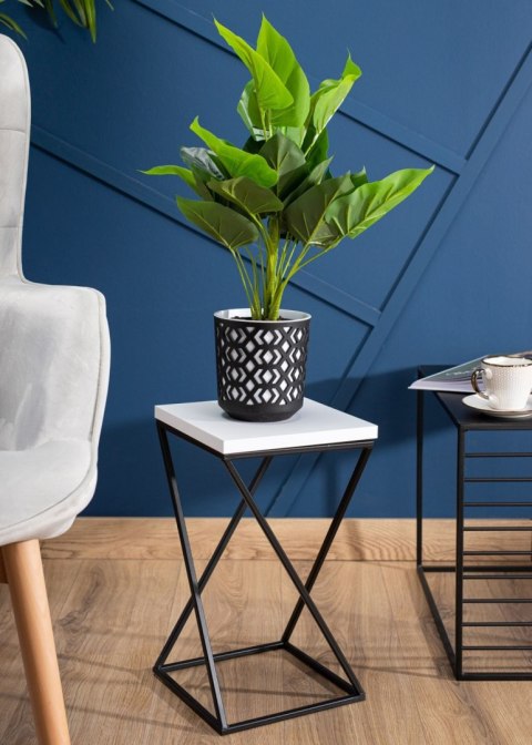 Kwietnik stojący LOFT 40 cm blat biały Wykonany z metalu oraz płyty MDF solidny i stylowy kwietnik w stylu industrialnym oraz LO