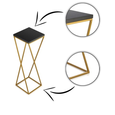 Kwietnik stojący LOFT 70 cm MDF złotyWykonany z metalu oraz płyty MDF w kolorze czarnym, solidny i stylowy kwietnik w kolorze zł