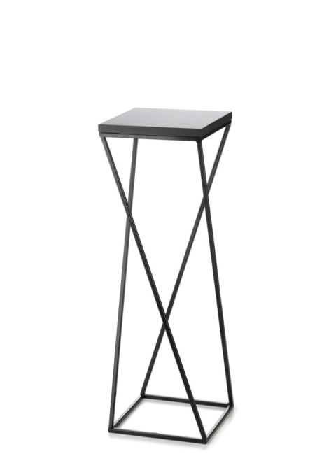 Kwietnik stojący LOFT 70 cm blat MDF Wykonany z metalu oraz płyty MDF w kolorze czarnym, solidny i stylowy kwietnik w kolorze cz