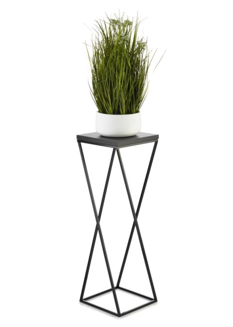 Kwietnik stojący LOFT 70 cm blat MDF Wykonany z metalu oraz płyty MDF w kolorze czarnym, solidny i stylowy kwietnik w kolorze cz
