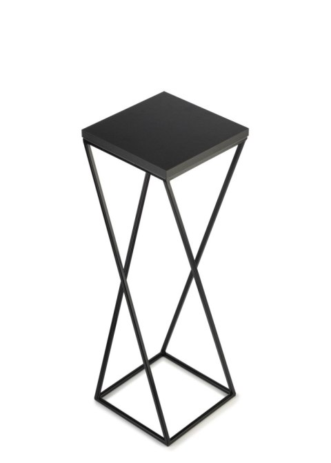 Kwietnik stojący LOFT 70 cm blat MDF Wykonany z metalu oraz płyty MDF w kolorze czarnym, solidny i stylowy kwietnik w kolorze cz
