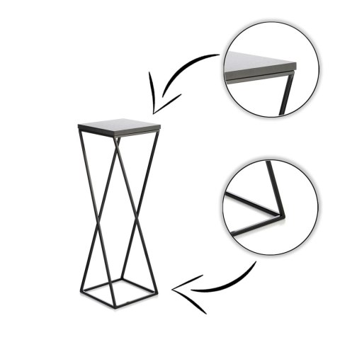 Kwietnik stojący LOFT 70 cm blat MDF Wykonany z metalu oraz płyty MDF w kolorze czarnym, solidny i stylowy kwietnik w kolorze cz