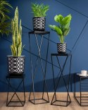 Kwietnik stojący LOFT 70 cm blat MDF Wykonany z metalu oraz płyty MDF w kolorze czarnym, solidny i stylowy kwietnik w kolorze cz