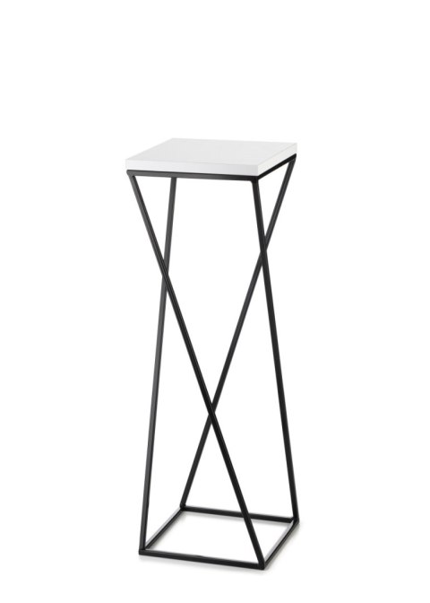 Kwietnik stojący LOFT 70 cm z blat biały Wykonany z metalu oraz płyty MDF w kolorze białym, solidny i stylowy kwietnik w kolorze