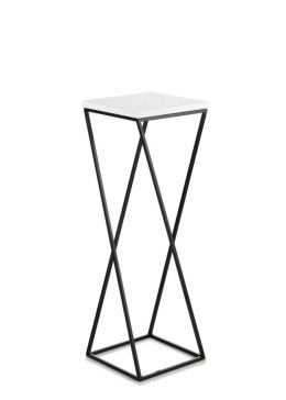 Kwietnik stojący LOFT 70 cm z blat biały Wykonany z metalu oraz płyty MDF w kolorze białym, solidny i stylowy kwietnik w kolorze