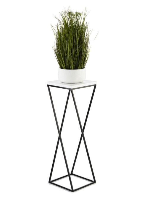 Kwietnik stojący LOFT 70 cm z blat biały Wykonany z metalu oraz płyty MDF w kolorze białym, solidny i stylowy kwietnik w kolorze