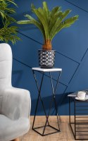 Kwietnik stojący LOFT 70 cm z blat biały Wykonany z metalu oraz płyty MDF w kolorze białym, solidny i stylowy kwietnik w kolorze