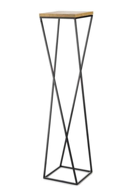 Kwietnik stojący metal 100 cm LOFT MDF Wykonany z metalu oraz płyty MDF w kolorze Dąb Lancelot, solidny i stylowy kwietnik w kol