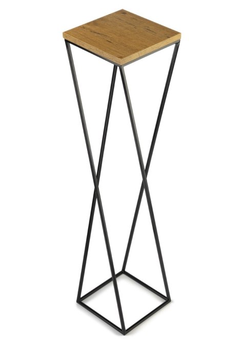 Kwietnik stojący metal 100 cm LOFT MDF Wykonany z metalu oraz płyty MDF w kolorze Dąb Lancelot, solidny i stylowy kwietnik w kol