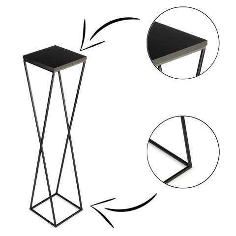 Kwietnik stojak 100 cm z blatem MDF LOFT Wykonany z metalu oraz płyty MDF, solidny i stylowy kwietnik w stylu industrialnym oraz
