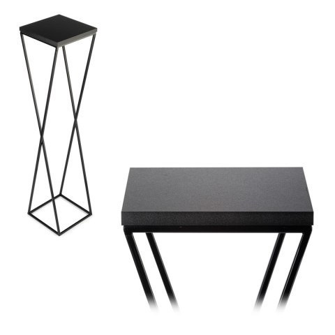 Kwietnik stojak 100 cm z blatem MDF LOFT Wykonany z metalu oraz płyty MDF, solidny i stylowy kwietnik w stylu industrialnym oraz