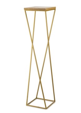 Kwietnik stojak 100 cm złoty LOFT metal Wykonany z metalu oraz płyty MDF w kolorze Dąb Lancelot, solidny i stylowy kwietnik w ko
