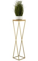 Kwietnik stojak 100 cm złoty LOFT metal Wykonany z metalu oraz płyty MDF w kolorze Dąb Lancelot, solidny i stylowy kwietnik w ko