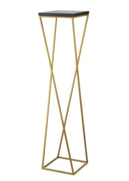 Kwietnik stojak 100 cm złoty metal LOFT Wykonany z metalu oraz płyty MDF w kolorze czarnym, solidny i stylowy kwietnik w kolorze