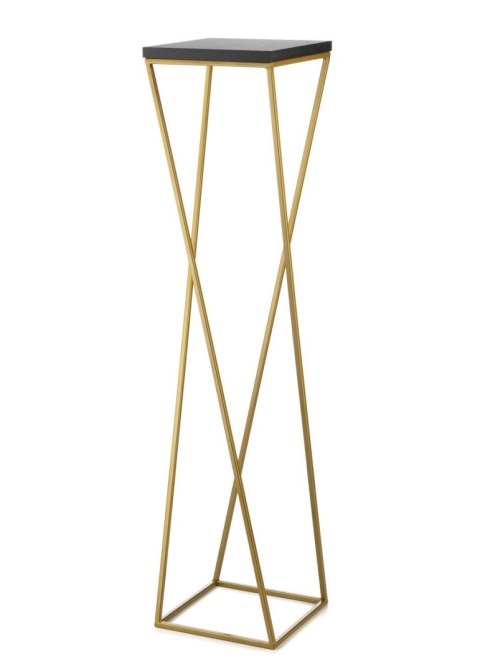 Kwietnik stojak 100 cm złoty metal LOFT Wykonany z metalu oraz płyty MDF w kolorze czarnym, solidny i stylowy kwietnik w kolorze