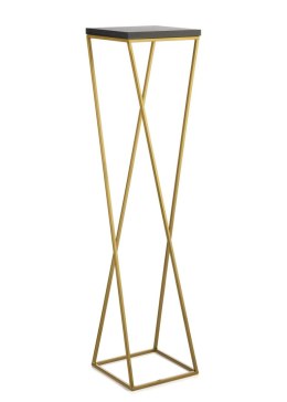 Kwietnik stojak 100 cm złoty metal LOFT Wykonany z metalu oraz płyty MDF w kolorze czarnym, solidny i stylowy kwietnik w kolorze