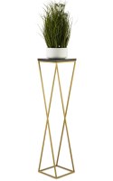 Kwietnik stojak 100 cm złoty metal LOFT Wykonany z metalu oraz płyty MDF w kolorze czarnym, solidny i stylowy kwietnik w kolorze