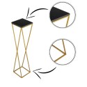 Kwietnik stojak 100 cm złoty metal LOFT Wykonany z metalu oraz płyty MDF w kolorze czarnym, solidny i stylowy kwietnik w kolorze