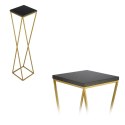 Kwietnik stojak 100 cm złoty metal LOFT Wykonany z metalu oraz płyty MDF w kolorze czarnym, solidny i stylowy kwietnik w kolorze