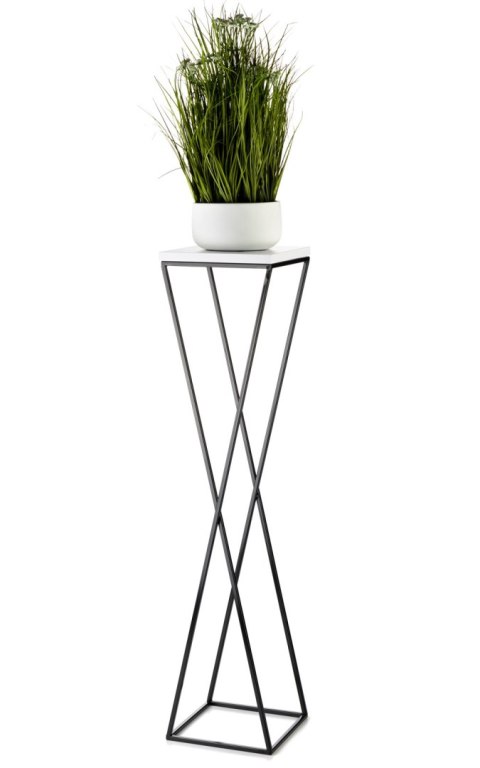 Kwietnik stojak LOFT 100 cm z blatem MDF Wykonany z metalu oraz płyty MDF, solidny i stylowy kwietnik w stylu industrialnym oraz