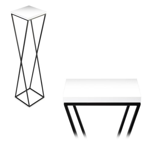 Kwietnik stojak na kwiaty 100 cm LOFT Wykonany z metalu oraz płyty MDF w kolorze białym i czarnym stojakiem, solidny i stylowy k