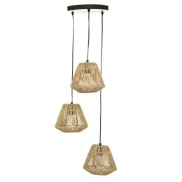 Lampa wisząca Jily potrójna Druciany klosz owinięty papierowym materiałem, długość przewodu 80 cm, minimalistyczny i elegancki d
