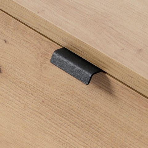 Loftowa ława Amber AL104 Dąb Artisan Nowoczesna witryna na metalowych nogach, w stylu industrialnym, z płyty meblowej w kolorze 