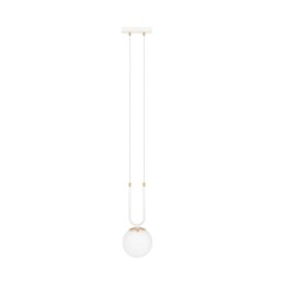 Nowoczesna lampaGLAM 1 WHITE/OPAL Efektowna, designerska lampa wisząca ze szklanym białym kloszem, loftowa, w kolorze białym, id