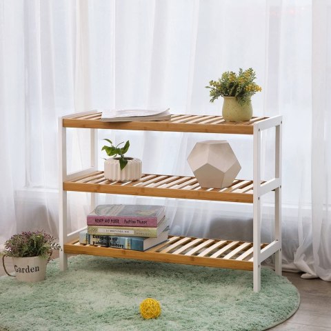 Półka na buty bambusowa w stylu BOHO Wykonany z drewna bambusowego, praktyczna i wytrzymała szafka na buty w stylu BOHO
