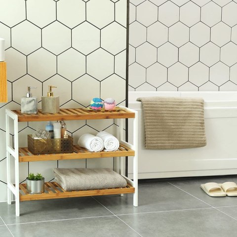 Półka na buty bambusowa w stylu BOHO Wykonany z drewna bambusowego, praktyczna i wytrzymała szafka na buty w stylu BOHO