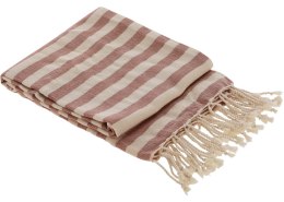 Ręcznik Hammam 90x170 cm pasy terra Wykonana z bawełny, prostokątna mata plażowa zakończona frędzlami
