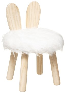 Stołek dziecięcy RabbitStołek z miękkim siedziskiem obitym białym futerkiem, oparcie w formie króliczych uszu, krzesełko wykonan
