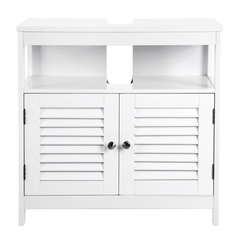 Szafka łazienkowa pod umywalkę 60 cm Wykonany z płyty meblowej, solidna i stylowa szafka pod umywalkę w kolorze białym