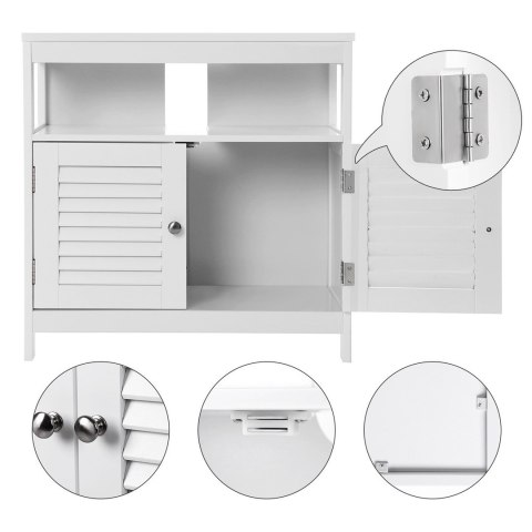 Szafka łazienkowa pod umywalkę 60 cm Wykonany z płyty meblowej, solidna i stylowa szafka pod umywalkę w kolorze białym