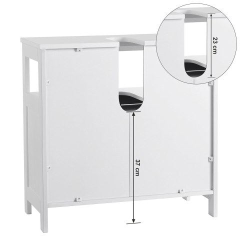 Szafka łazienkowa pod umywalkę 60 cm Wykonany z płyty meblowej, solidna i stylowa szafka pod umywalkę w kolorze białym