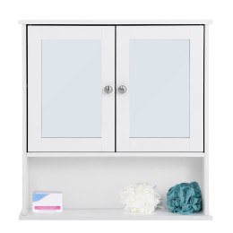 Szafka wisząca łazienkowa lustro biała Wykonany z solidnej płyty meblowej, praktyczna i wytrzymała półka łazienkowa w kolorze bi