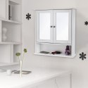 Szafka wisząca łazienkowa lustro biała Wykonany z solidnej płyty meblowej, praktyczna i wytrzymała półka łazienkowa w kolorze bi