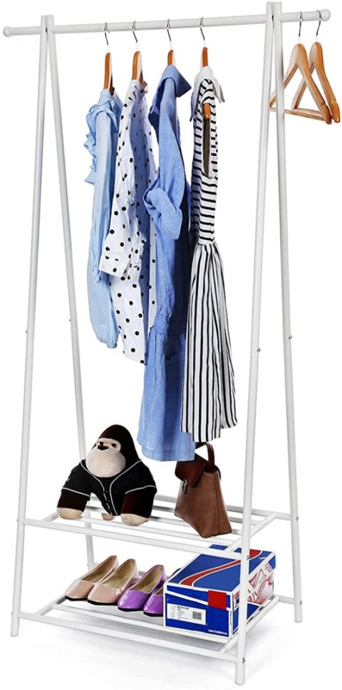 Wieszak na ubrania garderoba biała LOFTWykonany z metalu, praktyczna i stylowa garderoba w stylu industrialnym na ubrania w kolo