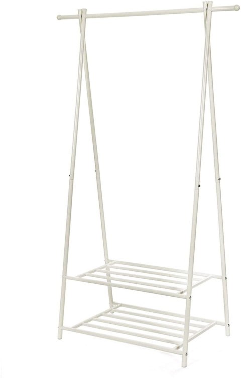 Wieszak na ubrania garderoba biała LOFTWykonany z metalu, praktyczna i stylowa garderoba w stylu industrialnym na ubrania w kolo