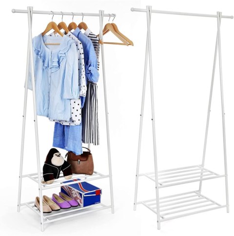 Wieszak na ubrania garderoba biała LOFTWykonany z metalu, praktyczna i stylowa garderoba w stylu industrialnym na ubrania w kolo